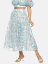 Floral White Flared Midaxi Skirt