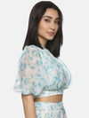 Floral White Puffed Crop Top