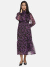 Floral Purple Front Tie Knot Midaxi Dress