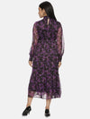 Floral Purple Front Tie Knot Midaxi Dress