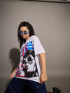 Unisex White Graphic Print Oversize T-Shirt