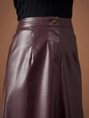 Women Maroon Pu A-Line Below Knee Skirt