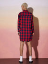 Women Red & Navy Check Lounge Shirt