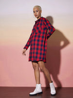 Women Red & Navy Check Lounge Shirt