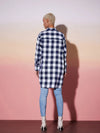 Women White & Navy Check Lounge Shirt