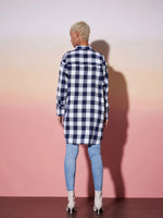 Women White & Navy Check Lounge Shirt