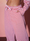 Women Red & White Stripe Top With Lounge Pants