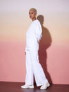 Women White Oversize Sweatshirt With Wide Leg Pants