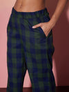 Women Green & Navy Check Shirt With Lounge Pants