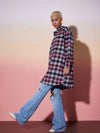 Women Maroon & White Check Lounge Shirt Dress