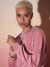 Women Pink Velour Sweatshirt With Track Pants