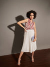 Women Pink Velvet Cowl Neck Sleeveless Top