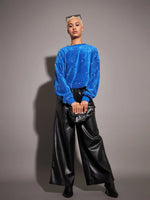 Women Royal Blue Fur Pearl Sweatshirt