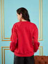 Women Red Sequin Oversized Sweatshirt