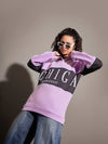 Women Lavender Michigan Colour Block Sweatshirt