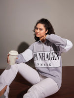 Women Grey Melange Copenhagen Colour Block Sweatshirt