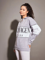 Women Grey Melange Copenhagen Colour Block Sweatshirt