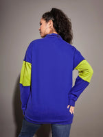 Women Royal Blue Los Angles Colour Block Sweatshirt