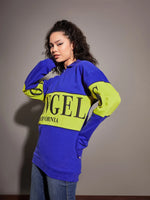 Women Royal Blue Los Angles Colour Block Sweatshirt