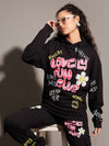 Women Black Lovely Fun Club Hoodie