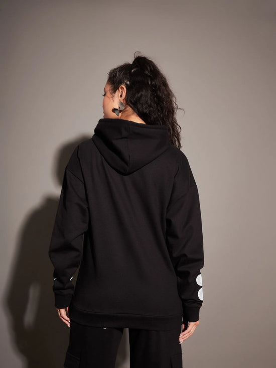 Women Black Lovely Fun Club Hoodie