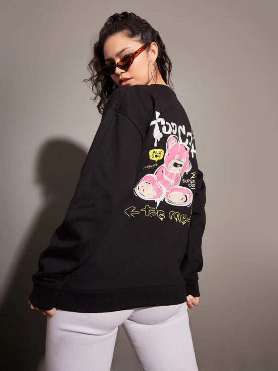 Women Black Fleece Too Cool Oversized Sweatshirt