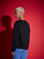 Women Black Terry All Over Pearl Sweatshirt