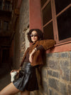 Women Brown Rib Full Sleeves High Neck Sweater