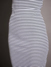 Women Black & White Striped Rib Pencil Skirt