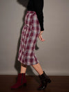 Women Maroon Yarndyed Check Pencil Skirt