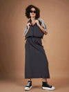 Women Dark Grey Side Ruched Parachute Skirt