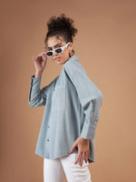 Women Light Blue Twill Oversized Shirt