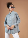 Women Light Blue Twill Oversized Shirt