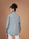 Women Light Blue Twill Oversized Shirt