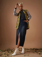 Women Yellow Flannel Check Colourblock Regular Shirt