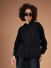 Women Black Twill Oversized Shirt