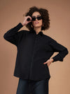 Women Black Twill Oversized Shirt