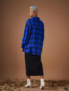 Women Royal Blue Yarndyed Check Oversized Shirt