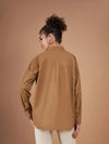 Women Brown Cotton Poplin Oversized Shirt