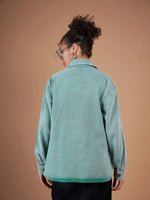 Women Solid Standard Green Collared Neck Full Sleeve Jacket