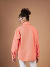 Women Solid Standard Orange Collared Neck Full Sleeve Jacket