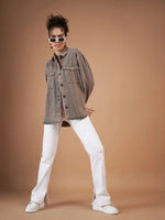 Women Solid Standard Beige Collared Neck Full Sleeve Jacket