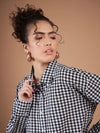 Women Black & White Yarn Dyed Check Oversized Shirt