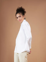 Women White Cotton Poplin Back Placket Shirt