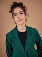 Women Emerald Contrast Tape Blazer With Straight Pants