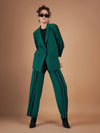 Women Emerald Contrast Tape Blazer With Straight Pants