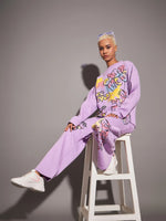 Women Lavender Fleece Calm Mood Wide Leg Track Pants