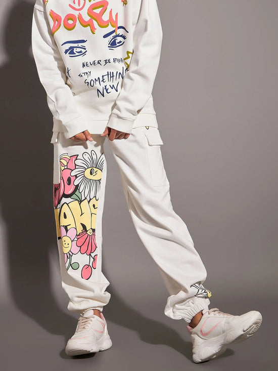 Women Off-White Cool Plans Printed Joggers