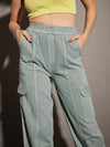 Women Grey Twill Multi Pocket Cargo Pants