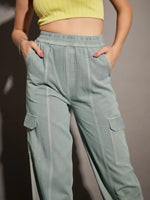 Women Grey Twill Multi Pocket Cargo Pants